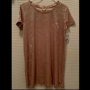 Super cute Roxy velvety pink dress. Short sleeve and thigh length.